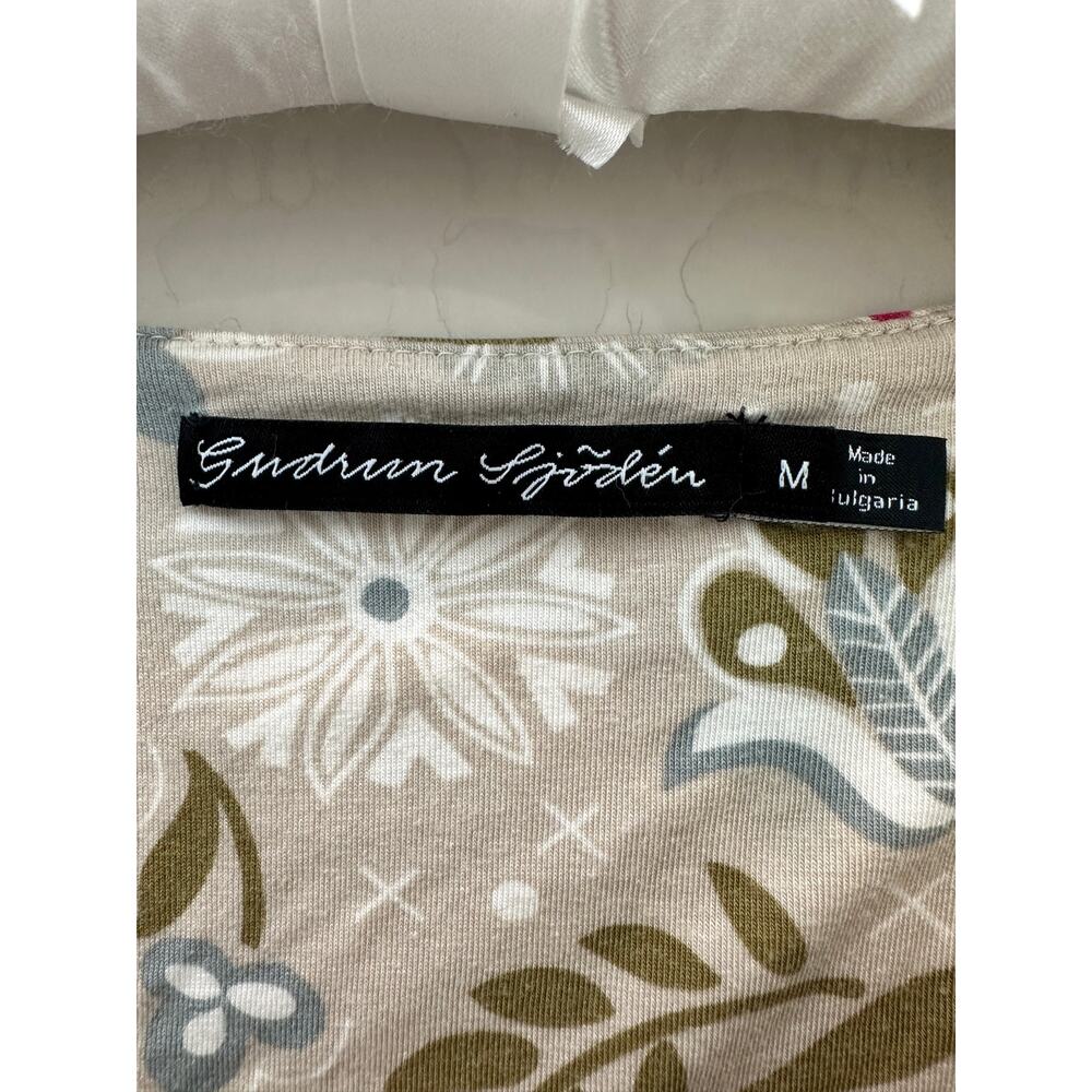 GUDRUN SJODEN Floral Lyocell Long Sleeve Tee Scandinavian Artsy Boho | Medium - Picture 5 of 7